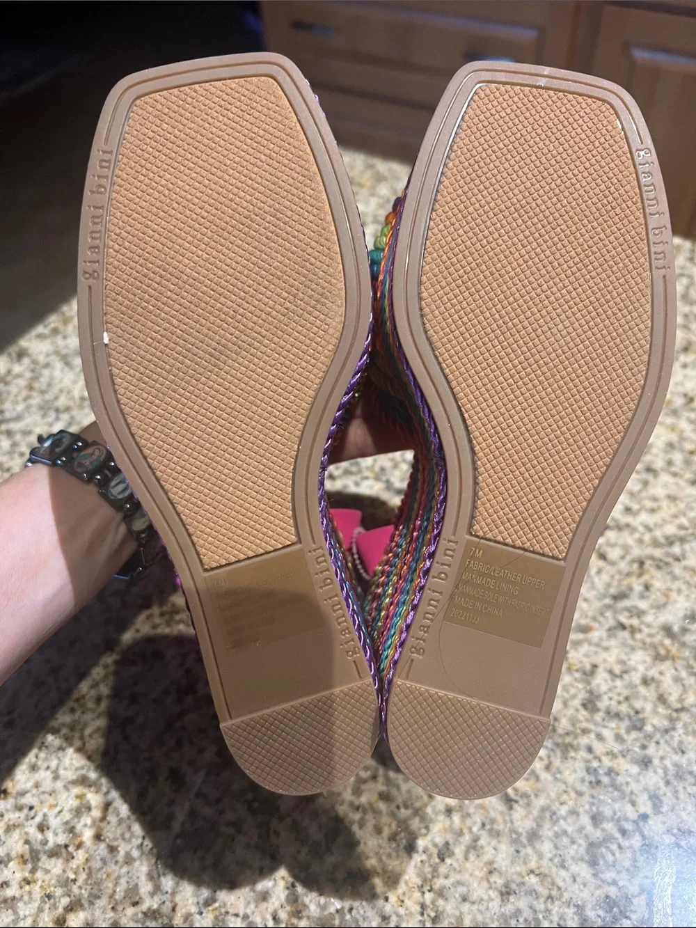 Gianni Bini Hot Pink Rainbow Rope Wedge Sandals